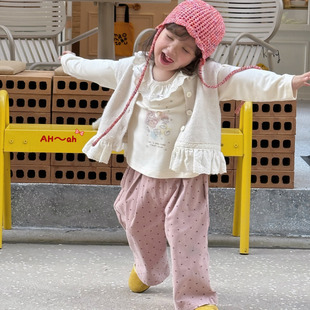 AH女童套装2025新款洋气女小童马甲73787内搭73791圆点裤子73856