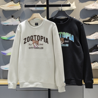 李宁男子圆领印花套头卫衣