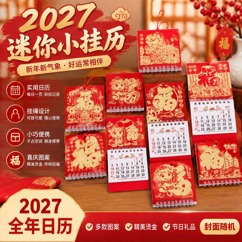 2027年迷你小挂历日历中