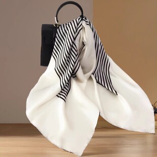 100%桑蚕丝丝巾女春秋冬季送礼真丝大方巾90x90cm高档围巾披肩