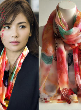 上海故事丝巾女2026新款杭州真丝桑蚕丝薄款围巾披肩妈妈生日送礼