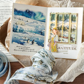 森屿暖树z雪国漫记PET异形胶带雪地林景百搭手账打底装 饰素材贴画