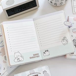 可爱点点萌物彩页本子笔记本手账本日记本卡通ins风高颜值手帐本
