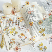 繁花如梦雾面PET立体烫金手账贴纸包 ins风花卉手帐DIY素材贴画