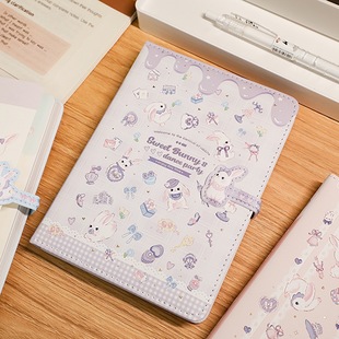 萌兔舞会小众彩页插画笔记本子卡通手账本小兔小狗手帐本记事本