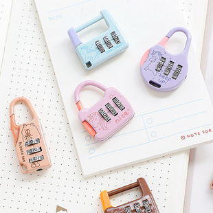 可爱卡通迷你数字密码 储物柜笔袋行李箱日记本存钱罐小型挂锁 锁