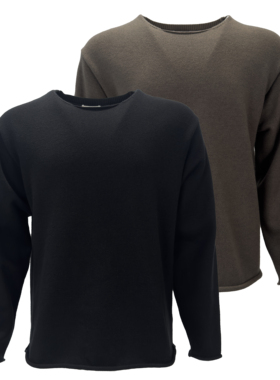 SIMPLE REVIVE 25FW 一字领毛边row风毛衣天丝针织廓形套头打底衫