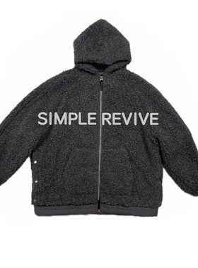 SIMPLE REVIVE 【黑标系列】颗粒绒羊毛连帽拼接结构中长款外套