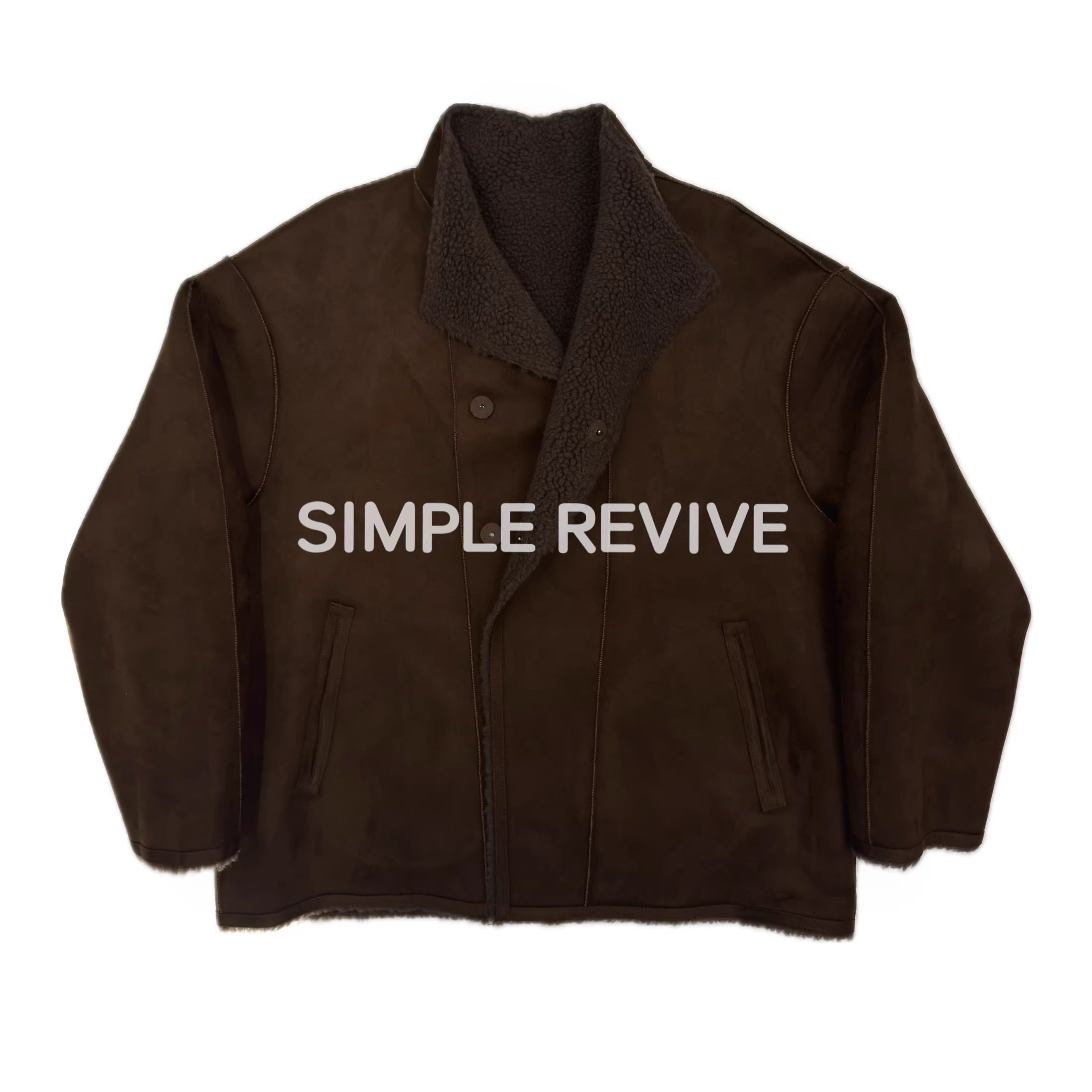 黑标手缝金丝线皮毛一体羊毛夹克