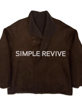 SIMPLE REVIVE  【黑标系列】手缝金丝线皮毛一体羊毛廓形夹克
