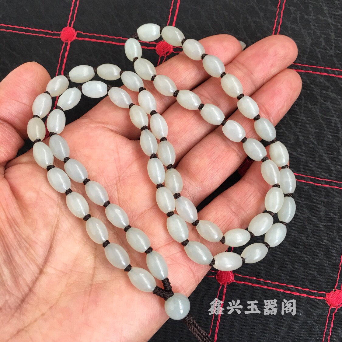 天然和田玉白玉米珠项链男女款观音貔貅吊坠挂链绳玉佩珠链手机链
