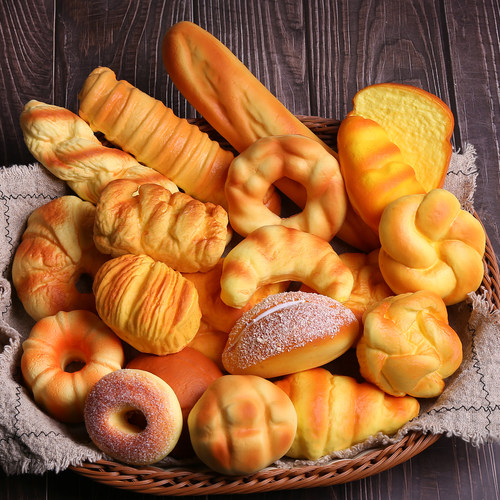 PU回弹仿真面包模型套装食品道具