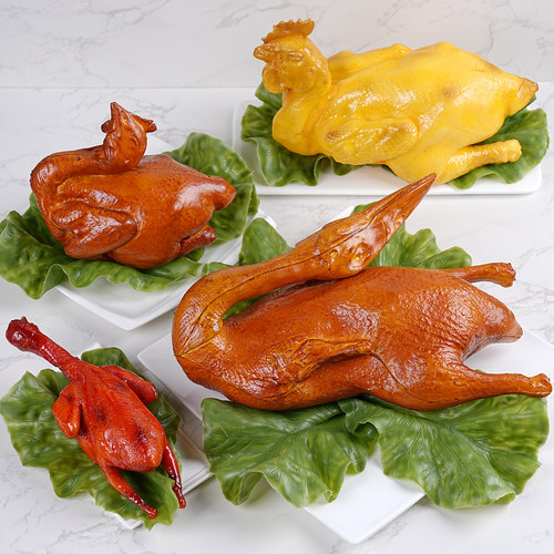 仿真烤鸭模型盐焗鸡鸽子