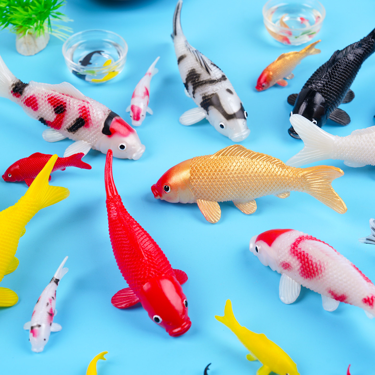 仿真金鱼模型红白锦鲤淡水动物微缩橱窗装饰摆件道具场景拍摄玩具