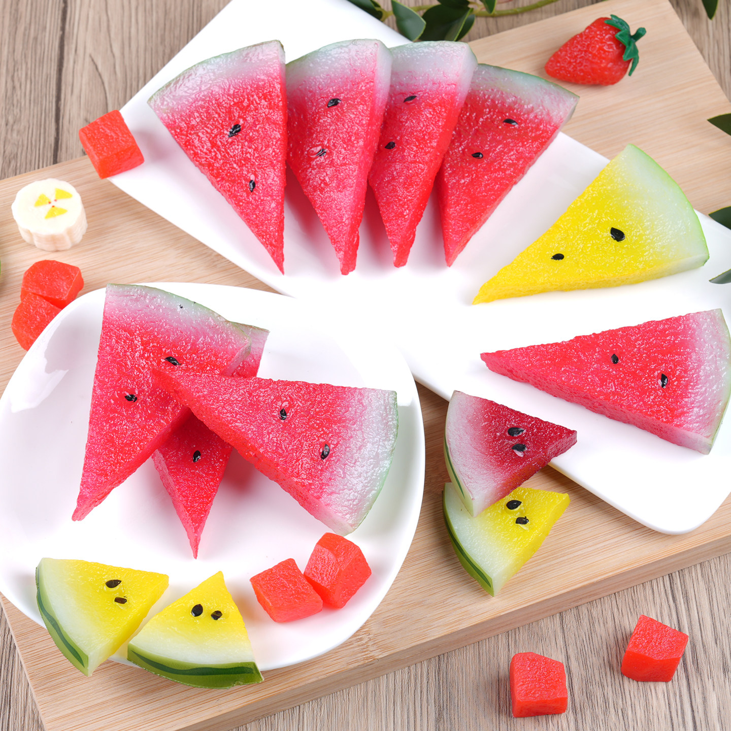 仿真西瓜片模型水果切片果盘食玩DIY发饰装饰配件道具过家家玩具,家居饰品,仿真水果,淘宝优惠券,粉丝福利购,淘宝优惠卷