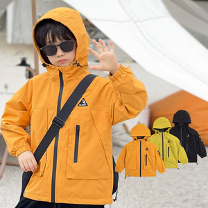 DLIDLIKIDS秋季新款男童户外冲锋衣风衣儿童防水防污连帽拉链外套