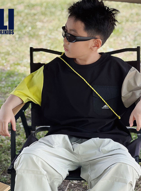 DLIDLIKIDS 夏季山系户外男女童三色拼袖索罗娜速干儿童休闲短袖T