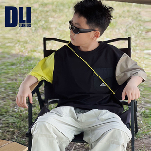 索罗娜速干儿童休闲短袖 山系户外男女童三色拼袖 夏季 DLIDLIKIDS