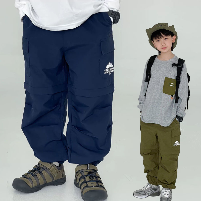 DLIDLIKIDS春夏新款男童两穿裤子可脱卸长短工装裤多口袋儿童长裤