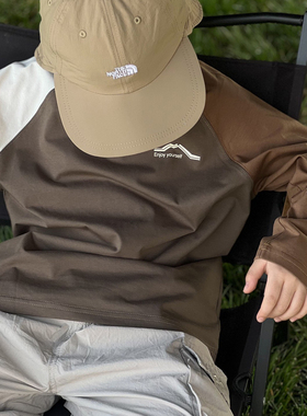 DLIDLIKIDS 春秋新款男女童山系户外上衣儿童拼色索罗娜面料长袖t
