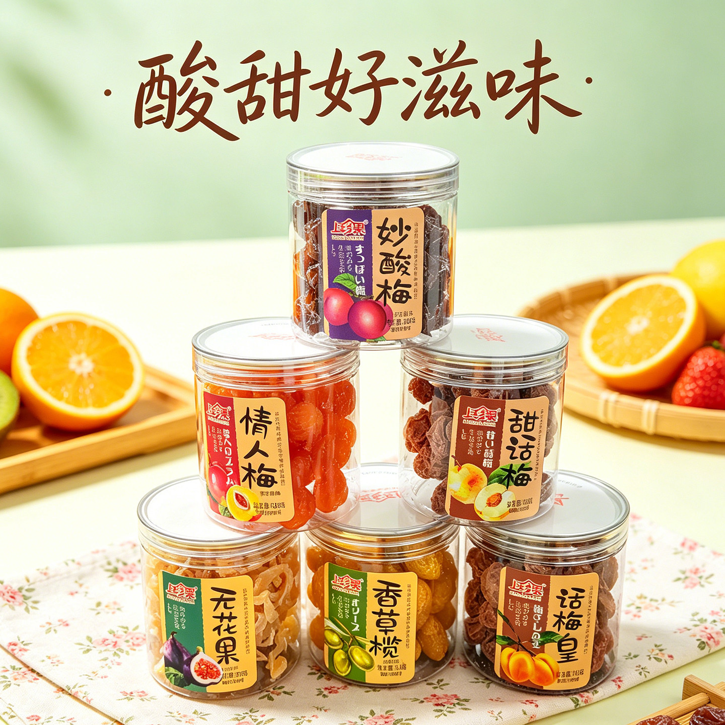 上珍果话梅皇罐装妙酸梅情人梅香草榄蜜饯果干广东休闲解馋零食