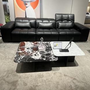 意式极简大理石茶几大小户型别墅客厅家用设计师高低组合奢石茶几