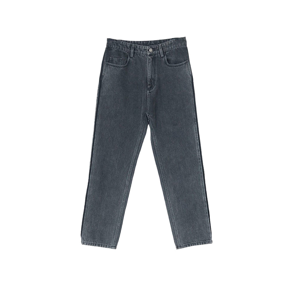 欢喜布衣 春款复古纯棉斜纹旧黑色合体锥型水洗做旧超显瘦牛仔裤