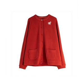 欢喜布衣  春款红色喜气刺绣短外套舒适柔软简约文艺百搭休闲开衫