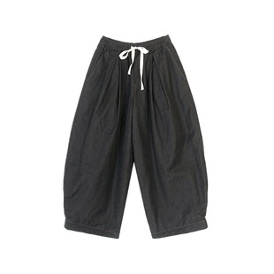 雾黑色纯棉简约保暖松紧腰宽松休闲女萝卜裤 冬款 半价 断码