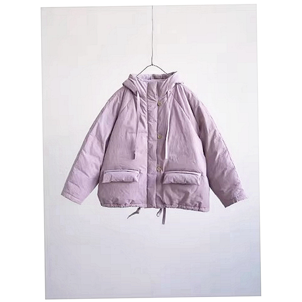 欢喜壹旧   冬款盈盈紫纯棉可爱舒适保暖面包羽绒服厚款外套