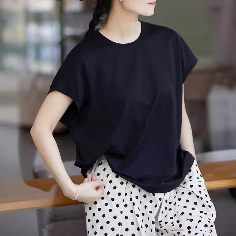 订单满500拍下付款送!  纯棉柔软透气圆领显瘦短袖针织T恤上衣女