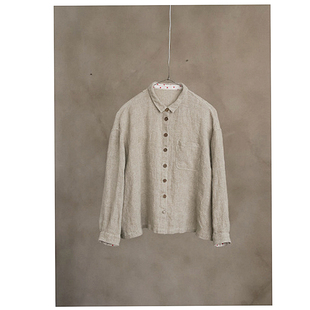 大衬衫 断码 粗支雨露麻稀有纺纱工艺中式 春款 外套 半价