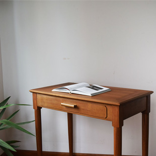 黑不二/中古小书桌老柚木复古办公写字桌小户型卧室化妆桌梳妆台