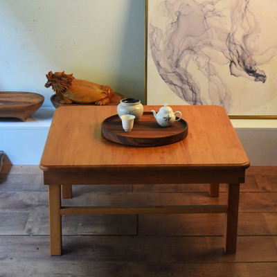黑不二中古家具缅甸柚茶几茶桌茶台客厅家用无漆小户型简约宅寂风