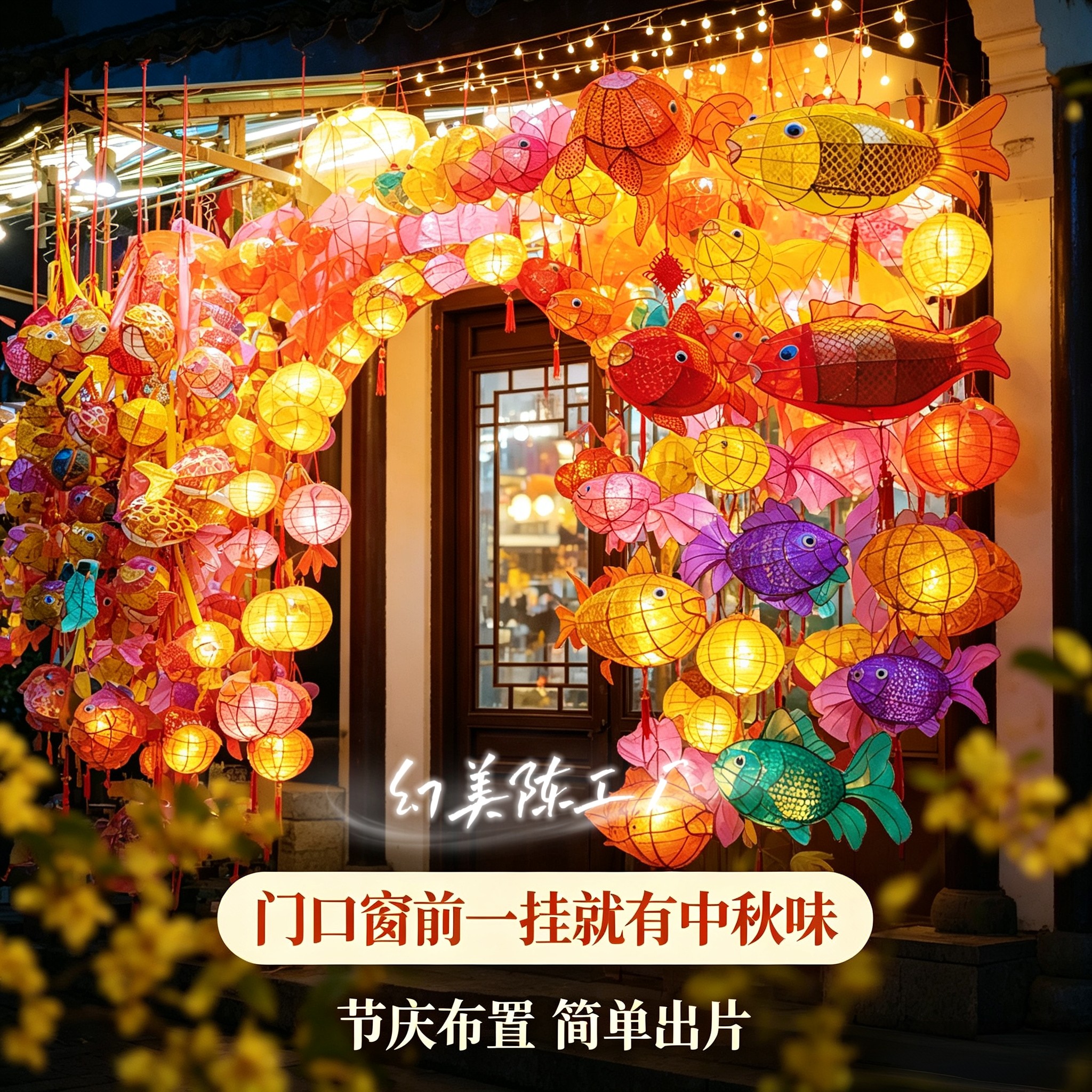 非遗锦鲤鱼灯笼中秋国庆国潮花灯景区街道发光店铺拍照装饰挂饰