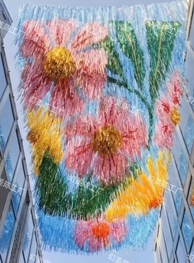 流苏天幕雨丝帘吊顶镭射炫彩带七彩游乐园景区风动炫彩步行街装饰