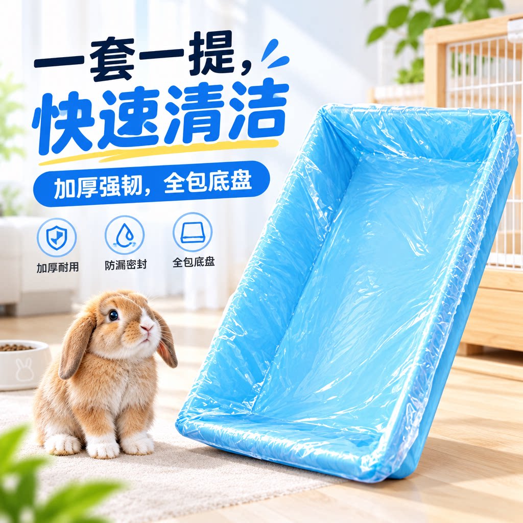宠物托盘清洁袋兔子粪便清理厕所塑料袋兔笼托盘兔薄膜套垫料尿垫