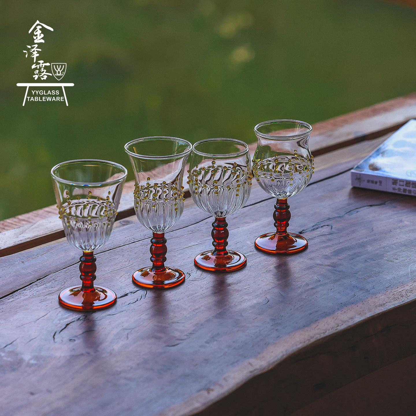 雅雅玻璃金泽露系列高硼硅耐高温茶具竹节杯手工吹制灯工工艺茶杯