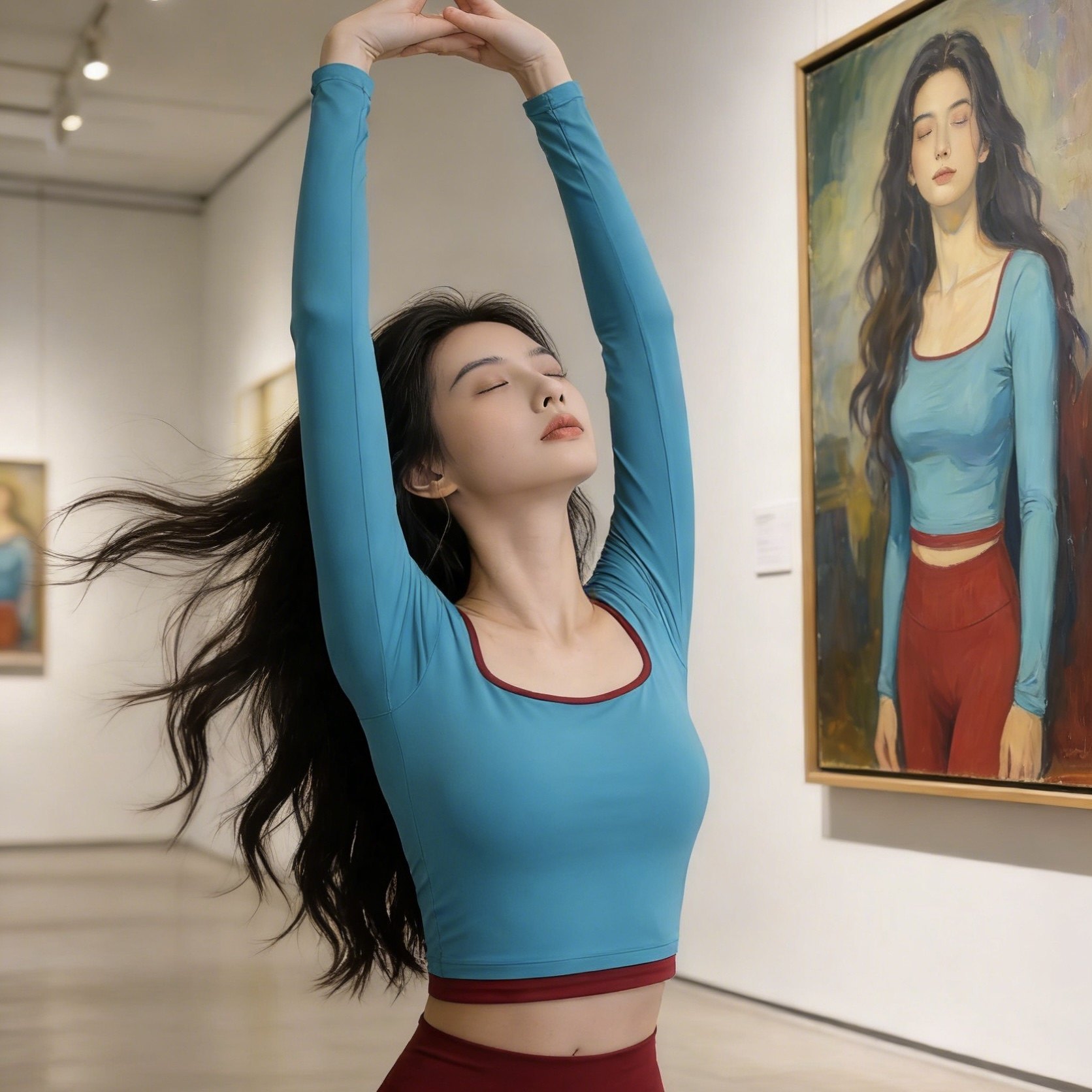 [限购2件-撞色方领裸感固定胸垫瑜伽长袖]运动健身普拉提上衣,运动/瑜伽/健身/球迷用品,瑜伽t恤,淘宝优惠券,粉丝福利购,淘宝优惠卷