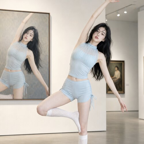 [健身bi备-三分抽绳瑜伽裤-裸感无尴尬线]热裤女高腰提臀运动短裤