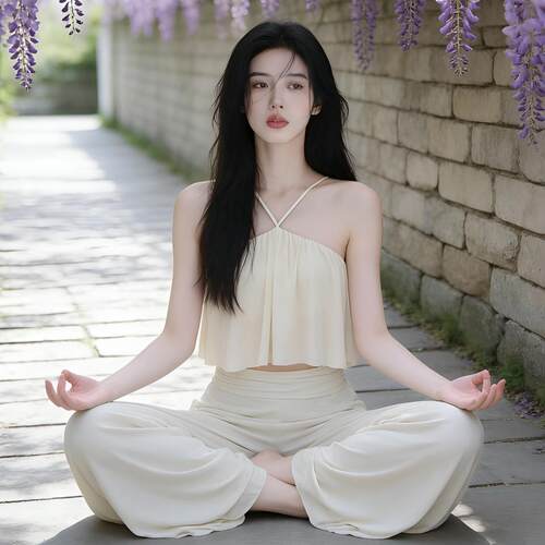 [限购3件-超仙网纱交叉固定胸垫瑜伽吊带背心]运动普拉提美背上衣