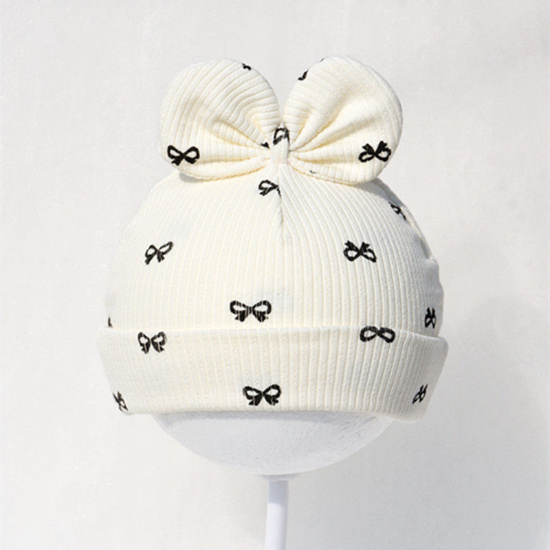 2024婴儿帽春秋女宝宝可爱胎帽新生儿满月纯棉甜美6-12公主帽子