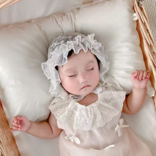 婴儿帽子夏季薄款女宝宝护囟门帽
