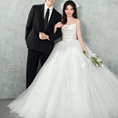 新款 缎面抹胸婚纱显瘦公主蓬蓬裙超仙齐地新娘价格出门纱超仙梦幻