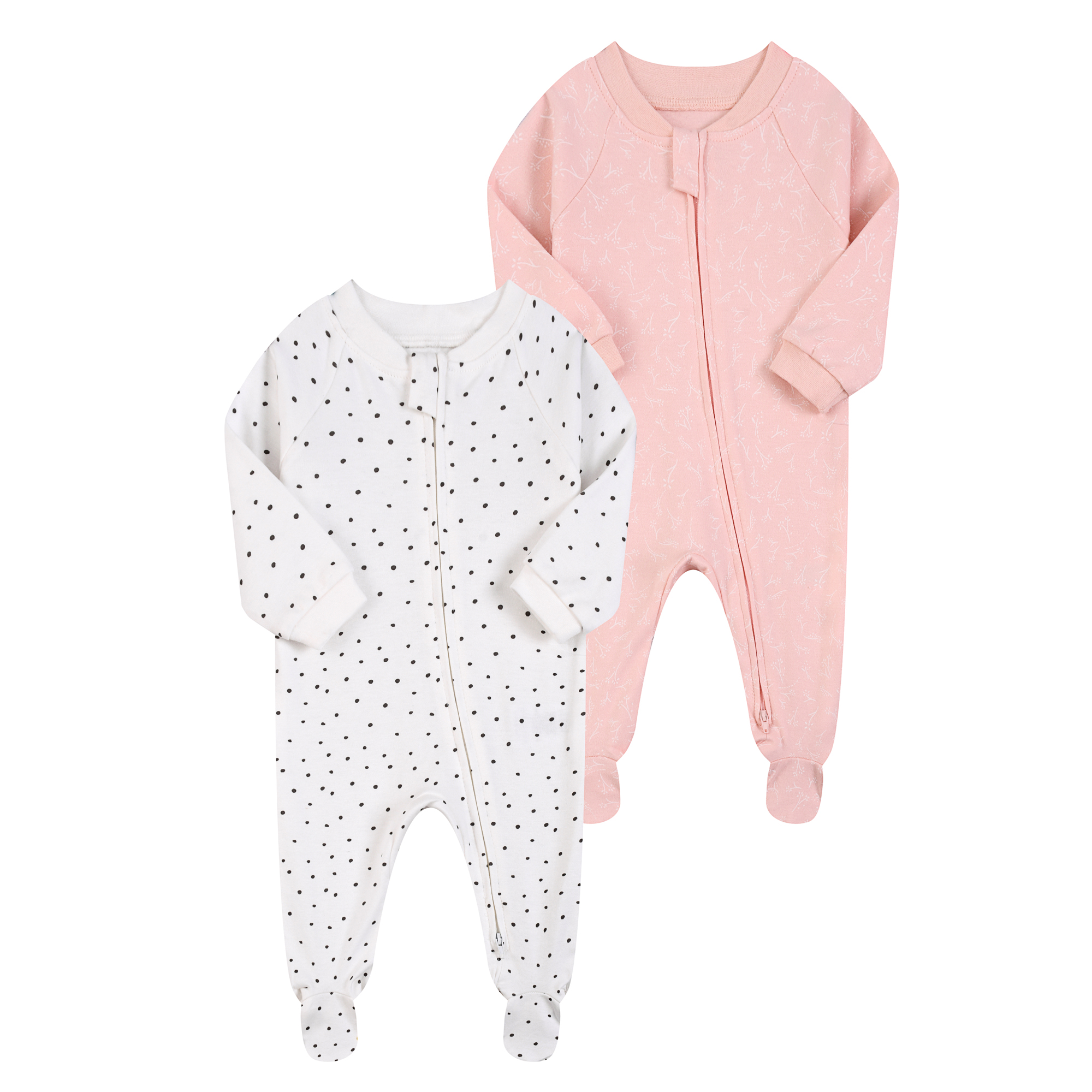 纯棉双向拉链款新生婴儿连体衣