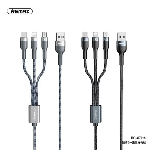 充电线速Micro线type-c/睿三合一2适用RC-070th一拖三/苹果REMAX