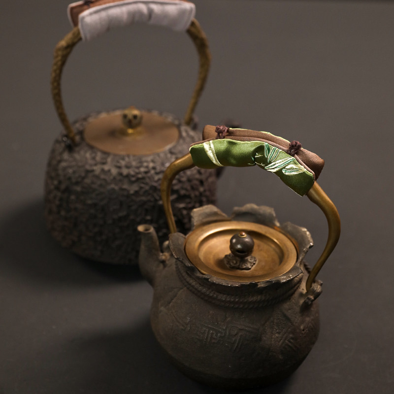 加厚铁壶把套隔热双面棉麻布提梁提柄布套手工刺绣银壶陶壶防烫布