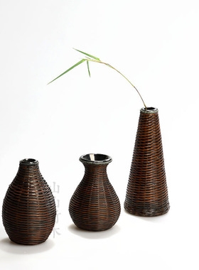 瓷胎竹编传统手工艺品零配件花器
