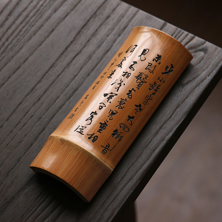 茶则老竹大师竹刻手工日式赏茶荷老竹臂搁茶玩茶道零配件山山竹木