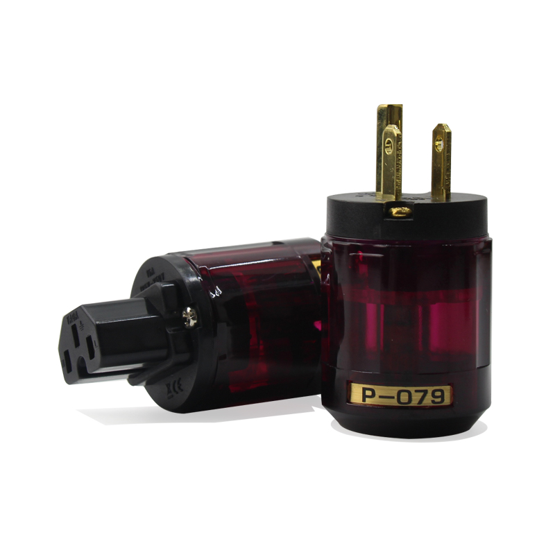 声弦欧亚德079 美标镀金 发烧电源线插头插尾 电源公母插